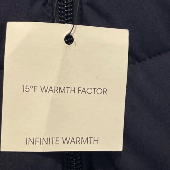 NWT Calvin Klein Womens Puffer Jacket Infinite Stretch Fur-Trim Hood XL Navy NEW - Picture 3 of 11